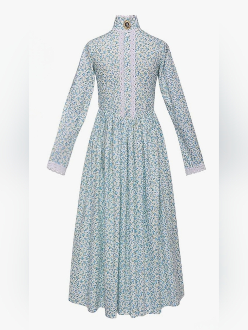 Pioneer Colonial Prairie Girl Costume Blue Floral Cottagecore Maxi Dress Size 12